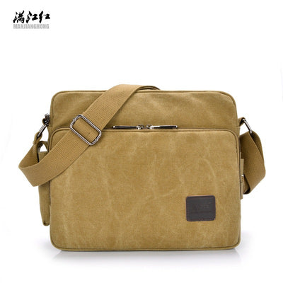 Manjianghong New Canvas Bag Bag Bag Retro Trend of Men'S Business Metrosexual Inclined Shoulder Bag Foreign Trade Package