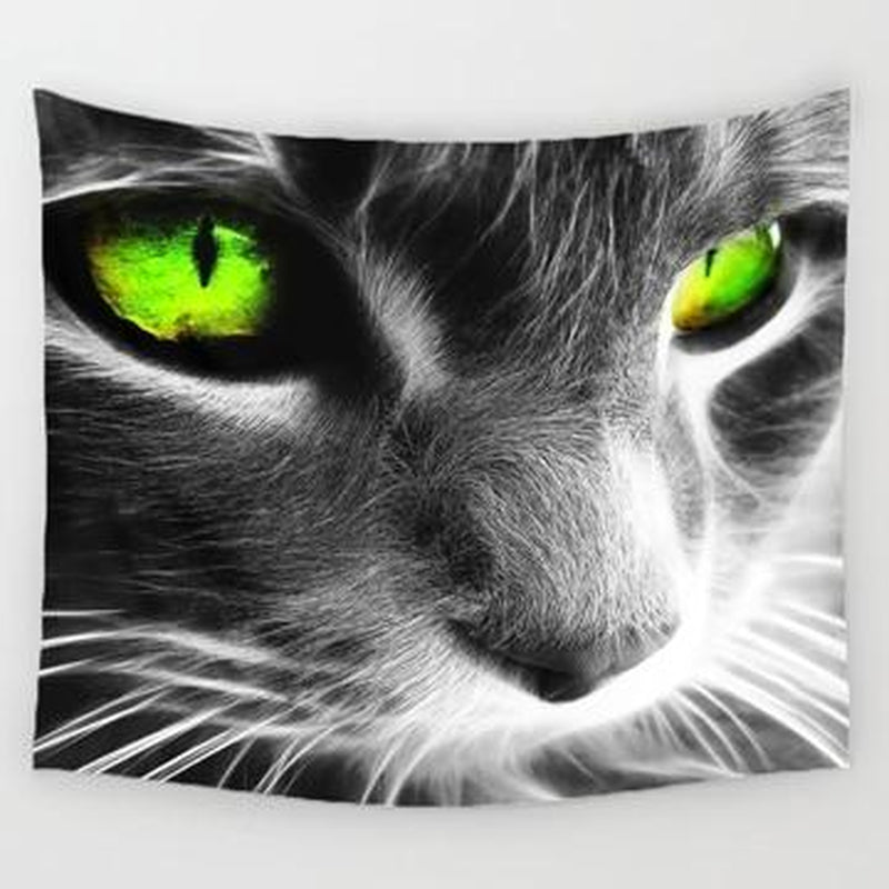 Green-Eyed Cat Tapestry