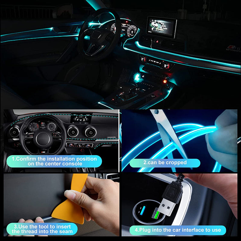 Striscia LED Auto,5M Strisce Led Con Porta Usb,5V Accessori Auto Con Leds Impermeabile,Luci Abitacolo Auto Striscia,Adatto a Qualsiasi Modello Di Auto Luci Ambiente (Bianco)