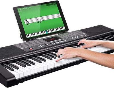 Tastiera Musicale Pianola Elettronica 61 Tasti Pianoforte Multifunzione Con 255 Ritmi 50 Brani Preimpostati Funzione Percussione Ingresso USB AUX E Leggio Porta Spartito E Tablet