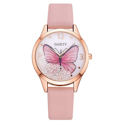 Gaiety Brand Women Watches Luxury Removable Rhinestone Butterfly Watches Ladies Leather Dress Ladies Wrist Watches Female Clock