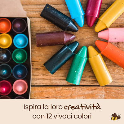 - Pastelli in 100% Pura Cera D’Api (Confezione Da 12 Pezzi). Naturali, Atossici E Sicuri per Tutti I Bambini, Da 1 Anno in Su. Fatti a Mano in Nuova Zelanda.