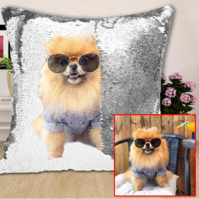 Sequins Throw Pillowcase with Custom Photo