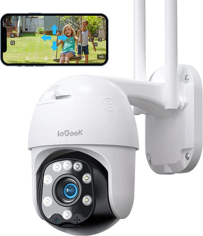 Telecamera Wi-Fi Esterno 360° PTZ Wifi Videocamera Sorveglianza Con 1080P Visione Notturna a Colori, Tracciamento Automatico, IP66 Impermeabile, Rilevamento Del Movimento, Audio Bidirezionale…