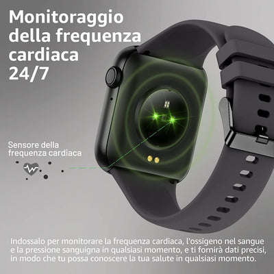 Smartwatch, 1,95'' Orologio Smartwatch Uomo Donna Con Contapassi Sonno Stress Cardiofrequenzimetro Da Polso, Smart Watch Con Contapassi, 119 Modalità Sportive Orologio Fitness per Android Ios