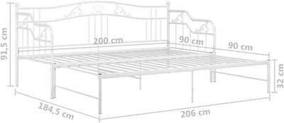 Telaio Divano Letto Estraibile Bianco in Metallo 90X200 Cm