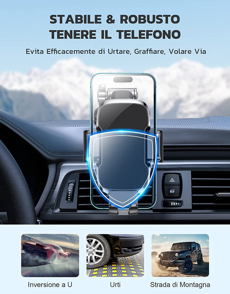 Porta Cellulare Auto, [Aspirazione Ultra Potente & Universale] Supporto Telefono Auto, Flessibile Porta Telefono Auto Con Una Sola Mano per Cruscotto E Parabrezza, Adatto a Telefoni Da 4-7"