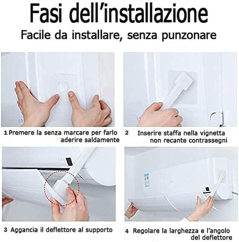 Deflettore Condizionatore Universale, Regolabile Parabrezza Aria Condizionata Scudo, Freddo/Calda, per Casa/Ufficio,Anziani, Neonati, Donne in Gravidanza - Bianco