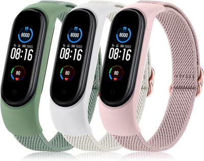 3 Pezzi Cinturino per Xiaomi Mi Band 6/Mi Band 5/Mi Band 4/Mi Band 3, Cinturino Regolabile Rlastico per Amazfit Band 5/Xiaomi Mi Band 6/Mi Band 5/Mi Band 4/Mi Band 3 (Packb)