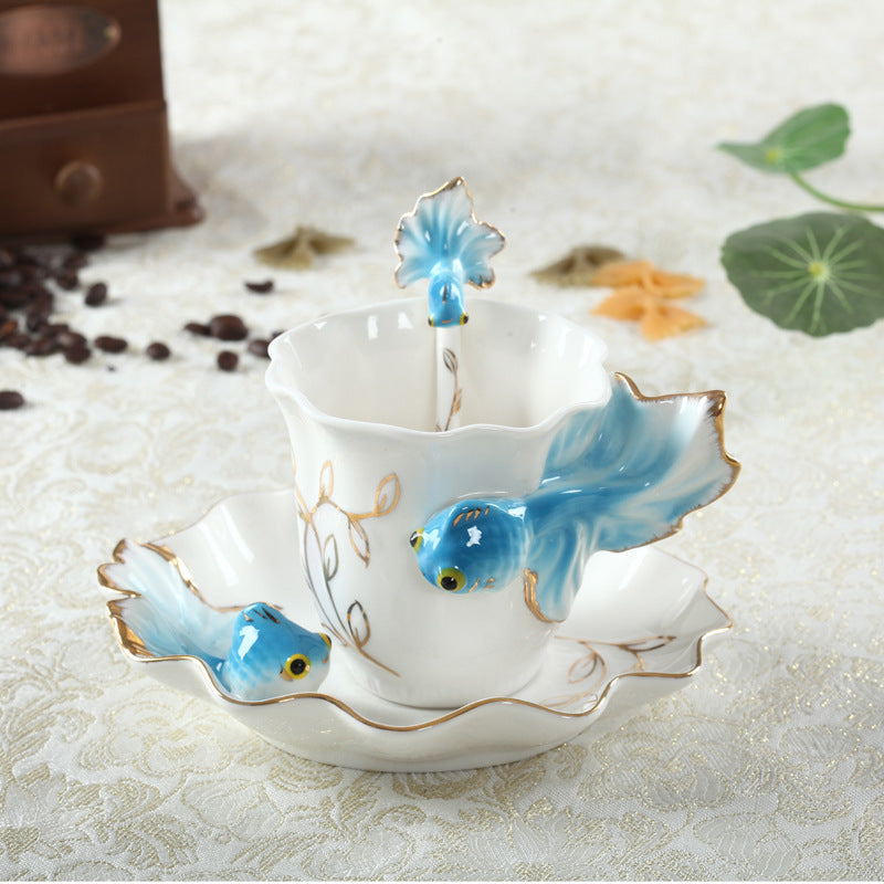 Goldfish Coffee Cup Set Creative Wedding Gift Ceramic Cup