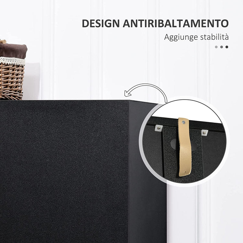 Armadio 2 Ante Moderno Con 4 Ripiani, Guardaroba in Legno MDF 80X40X180Cm, Nero