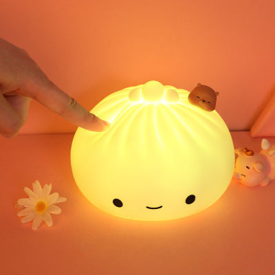 Soft Silicone Food and Play Steamed Buns Pat Light And Sleep Night Light