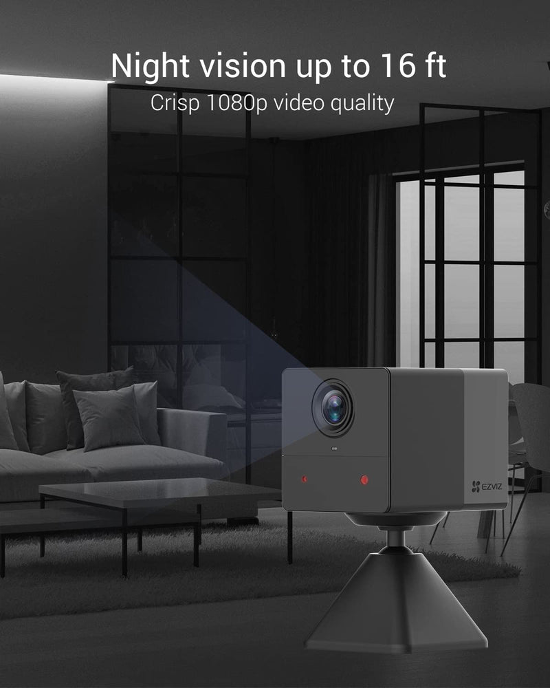 Telecamera Wifi Interno a Batteria, 100% Senza Fili, 50 Giorni Di Durata Della Batteria, FHD 1080P, Visione Notturna, Rilevamento Di Persona, Compatibile Con Alexa, BC2