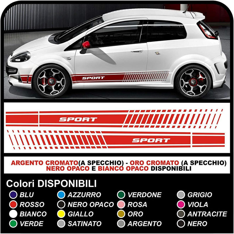 Adesivi Fiancate SPORT KIT LATERALI Tuning (BIANCO)