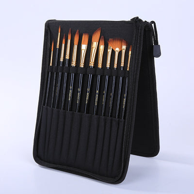 Black Rod Canvas Bag with Scraper, Board Brush, Art Supplies, Nylon Brush Set