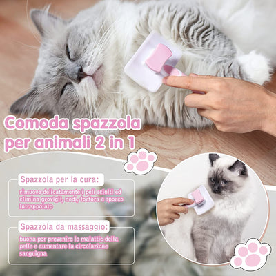 Spazzola per Gatti Cani,Autopulente Toelettatura Spazzola per Animali Pelo Corto/Lungo per Eliminare Pelo Superfluo Morto E Sottopelo,Spazzola Cane Autopulente,Non Graffiano Sulla Degli Animali