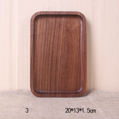 Japanese Style Wooden Black Walnut Rectangular Dinner Plate