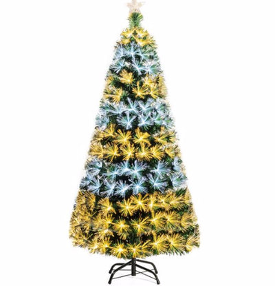 5Ft Pre Lit Fiber Optic Christmas Tree Modes PVC Double-Color Lights