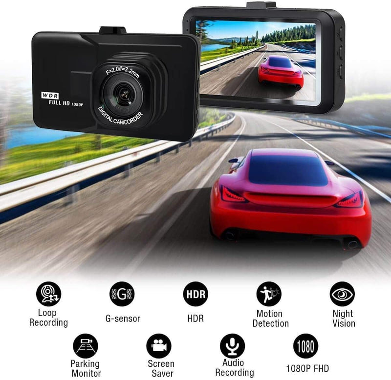 【2022 Nuova Versione】 Telecamera per Auto 1080P Dashcam Auto Schermo Da 3 Pollici Angolo Di Ripresa Da 170°, Con Registrazione in Continuo, Monitor Di Parcheggio