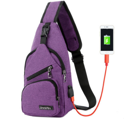 New Shoulder Bag Men'S Charging Bag Sports Men'S Usb Chest Bag Outdoor Diagonal Package