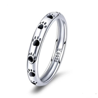 Ring with Engraved Puppy Footprints Puppy Kisses