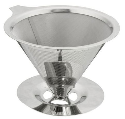 Stainless Steel Pour over Cone Dripper Reusable Coffee Filter W Cup Stand