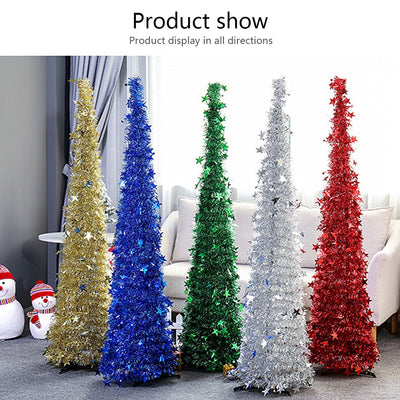 Artificial Tinsel Pop up Christmas Tree with Stand Gorgeous Collapsible Artificial Christmas Tree for Christmas Decorations