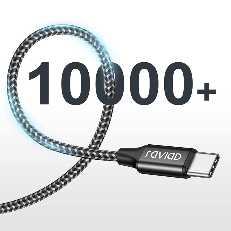 Cavo USB C [2Pezzi, 1M], Cavo USB Tipo C Nylon Cavo USB Type-C per Samsung Galaxy S21/S10/ S9/A30/A40/A50/A70, Huawei P30/P20/P10, Oneplus 6T/9, Google Pixel 5, Realme - Nero