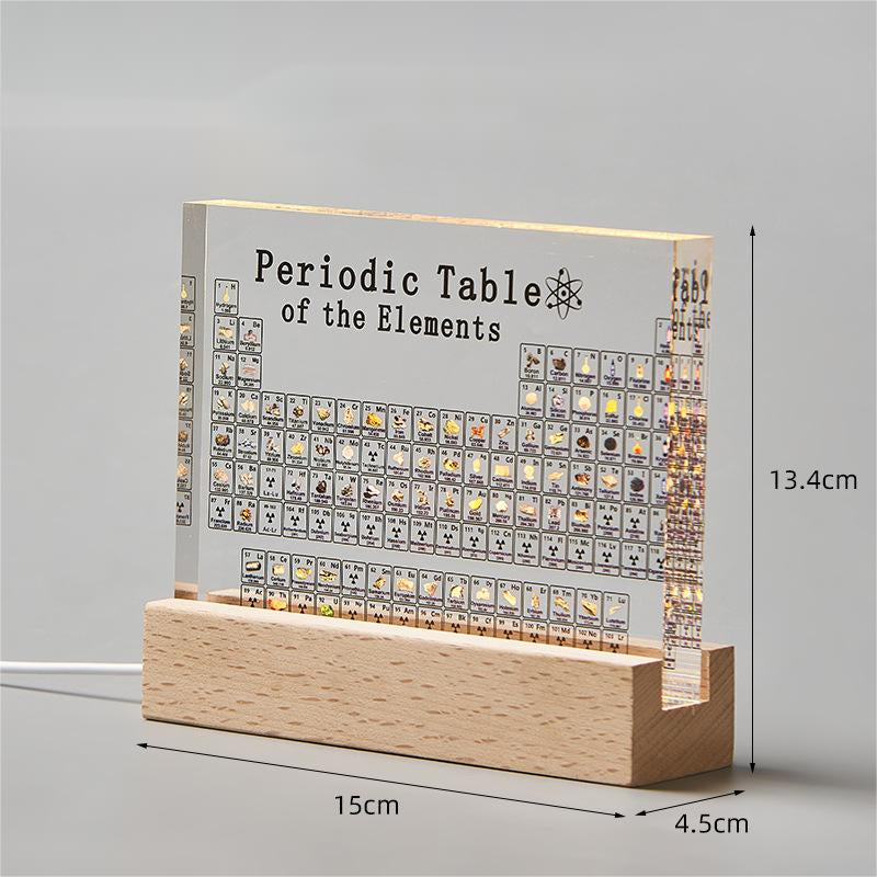 Acrylic Periodic Table of Elements with Real Samples with the Light Base Ornament School Teaching Display Chemical Real Element