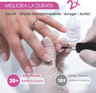 Primer Unghie Gel Professionale 12 Ml Di Alta Qualità - Promotore Adesione NON Acido per Gel Costruttori, Gel Color, Semipermanente, Acrygel, Acrilico, Smalti One Step