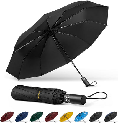 Ombrello Pioggia,Ombrello Pieghevole Automatico Anti-Tempesta,10 Stecche Rinforzate Folding Umbrella 104 Cm,Asciugatura Rapida Ombrello Da Pioggia Grande