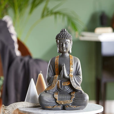 Zen 'Light Statua Di Buddha Meditazione, Resina, Bonzo, 15 X 24 X 37.5 Cm