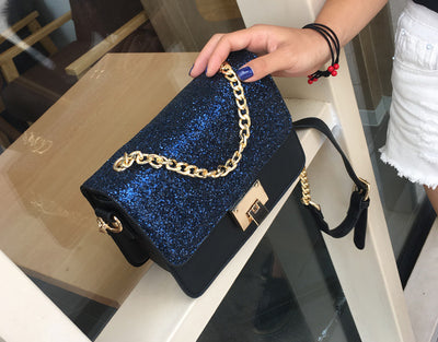 Women'S Tote Bag Fashion Sequined Small Square Lady PU Fashion Hand Bag