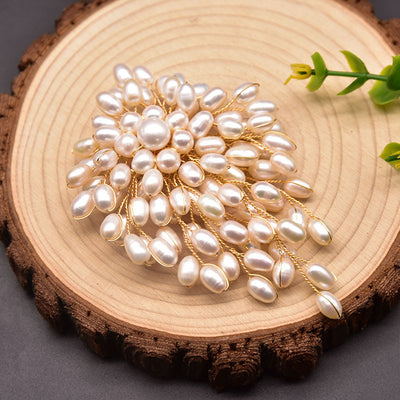 Natural Pearl Brooch Female European and American Retro Pure Hand-Woven Pearl Brooch