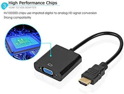 Adattatore Da Hdmi a Vga Adattatore Da Convertitore Maschio a Famiglia 1080P per Tablet Pc Portatile Novità (1 Pz Nero )