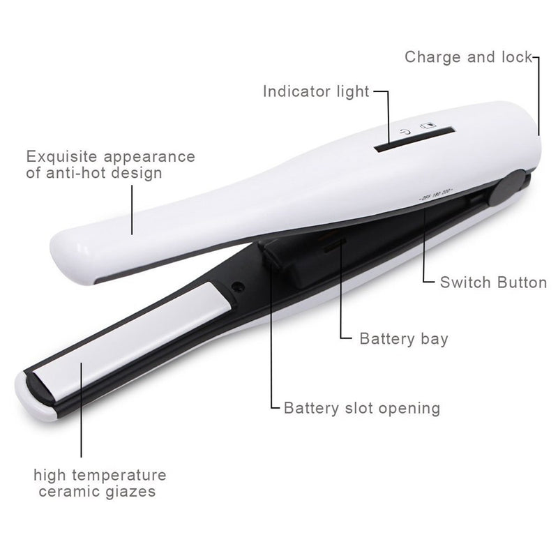 USB Wireless Charging Mini Portable Straight Hair Clip Bangs Ceramic Straightening Plate Hair Straightener