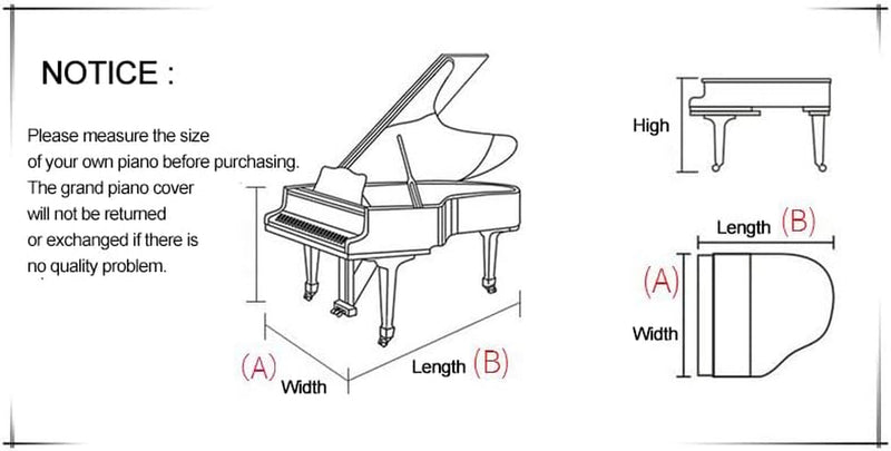 Copertura per Pianoforte a Coda Pleuche Antipolvere Lavabile per Pianoforte, Resistente Allo Sporco Color Oro Velluto Morbido Polvere