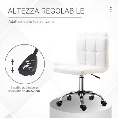 Sedia Da Ufficio Ergonomica Girevole Altezza Regolabile in Pelle Sintetica 46 × 51 × 80-92Cm