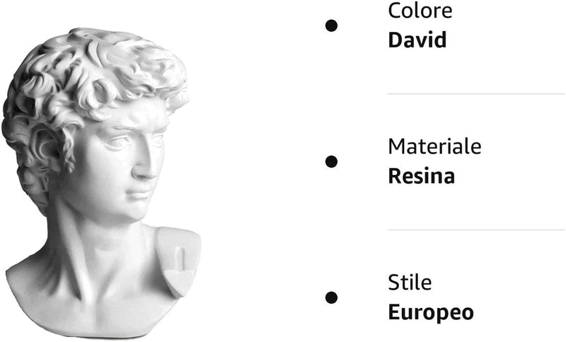 - Statua in Resina Del David, Scultura Decorativa per Librerie E Uffici, Realizzata a Mano, 15 Cm, Decorazione Artigianale per La Casa, Regalo per Gli Amici