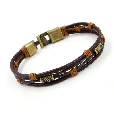 Retro Men'S Braided Leather Bracelet