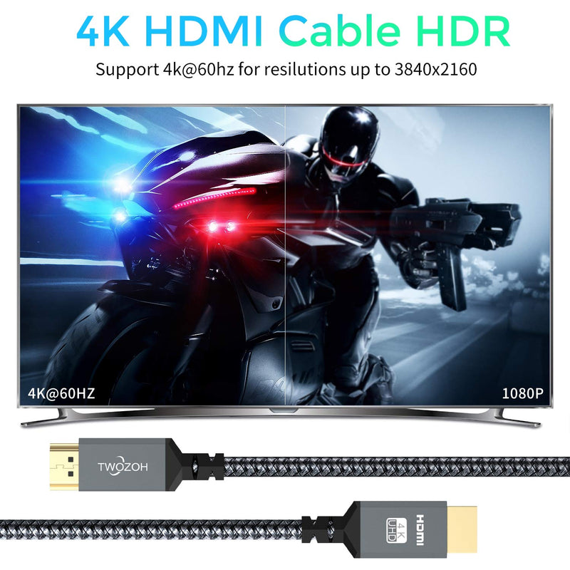 Cavo HDMI Lungo10M, Nylon Intrecciato Cavi HDMI Supporta 4K 60Hz HDR 2.0/1.4A, Video UHD 2160P, 1080P, 3D, Compatibile PS5, PS3, PS4, PC, Proiettore, 4K UHD TV/HDTV, Xbox