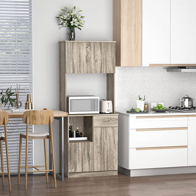 Credenza Moderna per Cucina O Sala Da Pranzo, Mobile Buffet Con Armadietti E Cassetti in Legno, Grigio, 71X41X178Cm