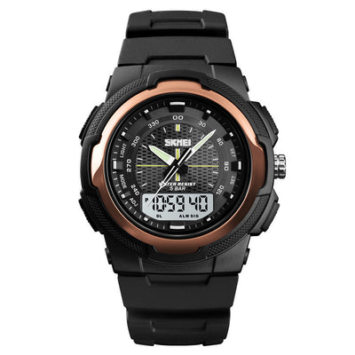 Men'S Electronic Double Display Rubber Watch