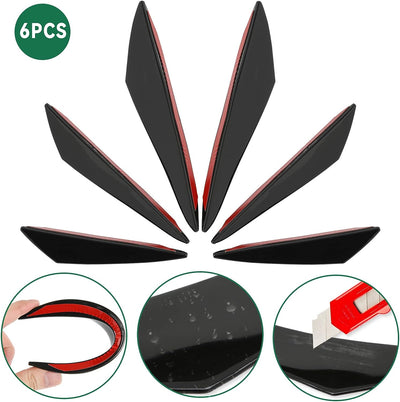 6PCS Labbro Paraurti Anteriore Auto Nero, Spoiler Anteriore Paraurti Auto Universale in Gomma, Alette Splitter Auto, Spoiler Frontali per Auto