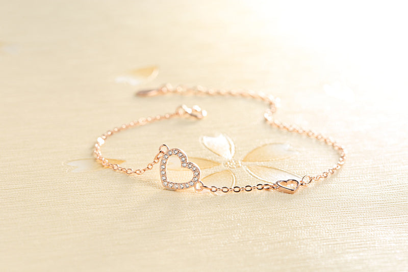 Tiny Diamond-Studded Heart Bracelet