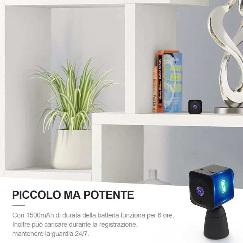 Telecamera Spia Wifi Interno 4K HD Mini Telecamera Nascosta Microcamera Senza Fili Videocamera Sorveglianza per Auto/Casa/Bambini Lunga Durata Spy Cam