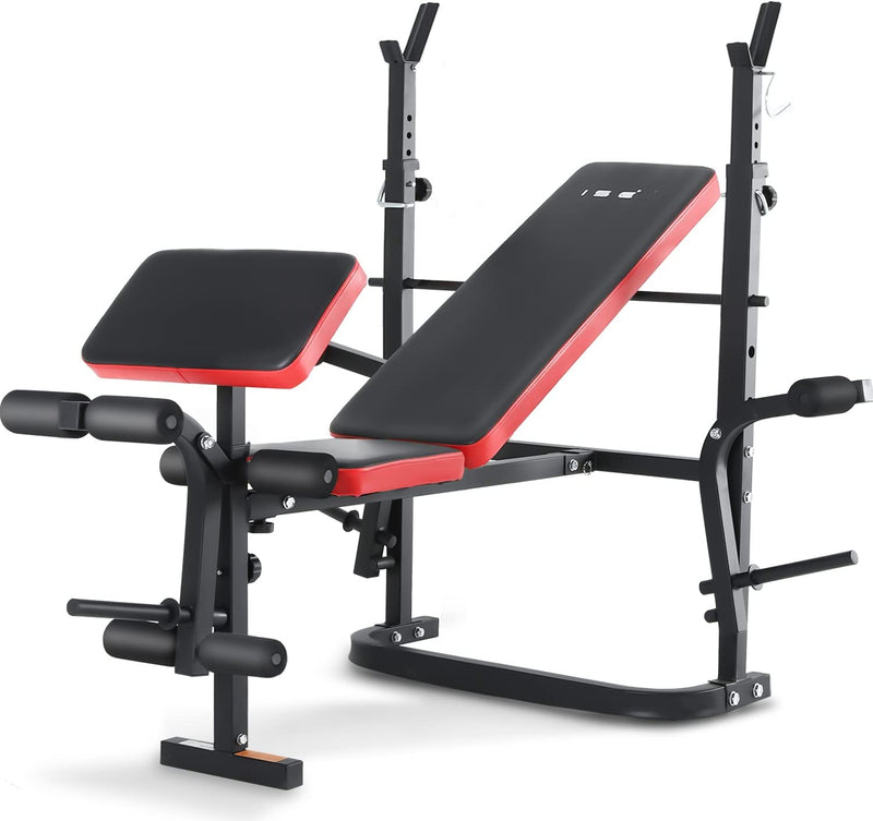 Panca Pesi Pieghevole Con Schienale Regolabile & Supporto Bilanciere, Multifunzione Fitness Palestra in Casa,Allenamento per Butterfly Arms, Curl Legs, Support Curl, Max. 150 Kg, SY-5430B