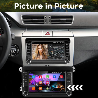 Autoradio 2 DIN Android per VW, 7 Pollici Stereo Auto Con Bluetooth GPS Navigator Vista Posteriore per VW Skoda Passat Touran Golf