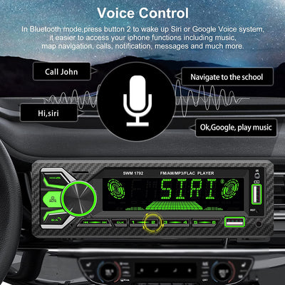 RDS Autoradio 2 Bluetooth 5.2 Vivavoce,1Din Con Telecomando Volante,Funzione Aux,Lettore MP3 E Doppia Porta Usb,Suono Stereo Amfm,Display Lcd,Localizzare E Trovare Auto,Ios E Android