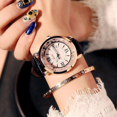 Mobile Rhinestone Women'S Watch Korean Fashion Trend Student Retro Belt Watch Quartz Watch